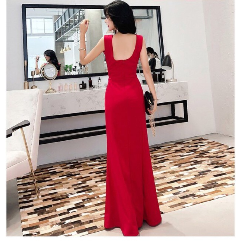 ❤️現貨在台，黑.紅S.M.L 新娘 結婚 敬酒服 修身 性感 魚尾 宴會 伴娘 性感 女神 禮服 長裙 連衣裙 大紅-細節圖8