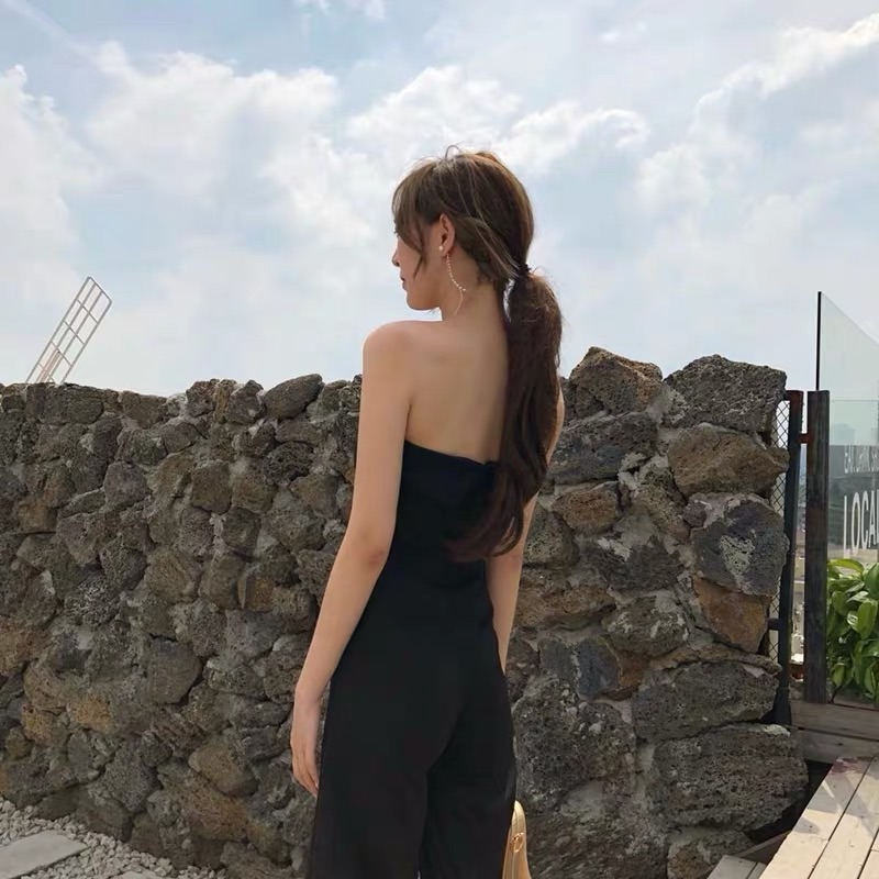 ❤️現貨在台，S-L 性感 抹胸 顯瘦 收腰 高腰 露肩 闊腿 連體褲 平口 連身褲 長褲 禮服-細節圖4