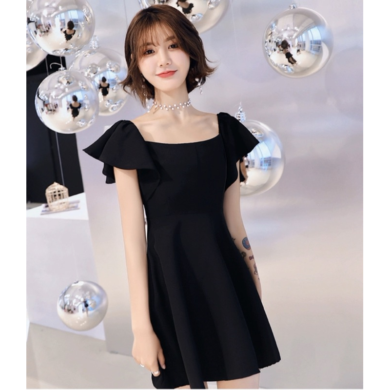 ❤️現貨在台，白S- XL 名媛 甜美 女神 氣質 修身 一字領 露肩 伴娘 洋裝 連衣裙 優雅 禮服 高質感-細節圖6