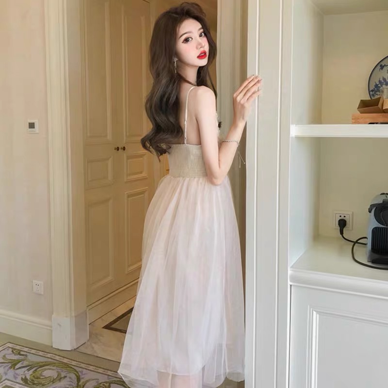 ❤️現貨在台，洋裝 仙女 性感 網紗 吊帶 連衣裙 亮片 長裙 細肩帶 禮服 或 小外套 罩衫 蕾絲 套裝-細節圖4