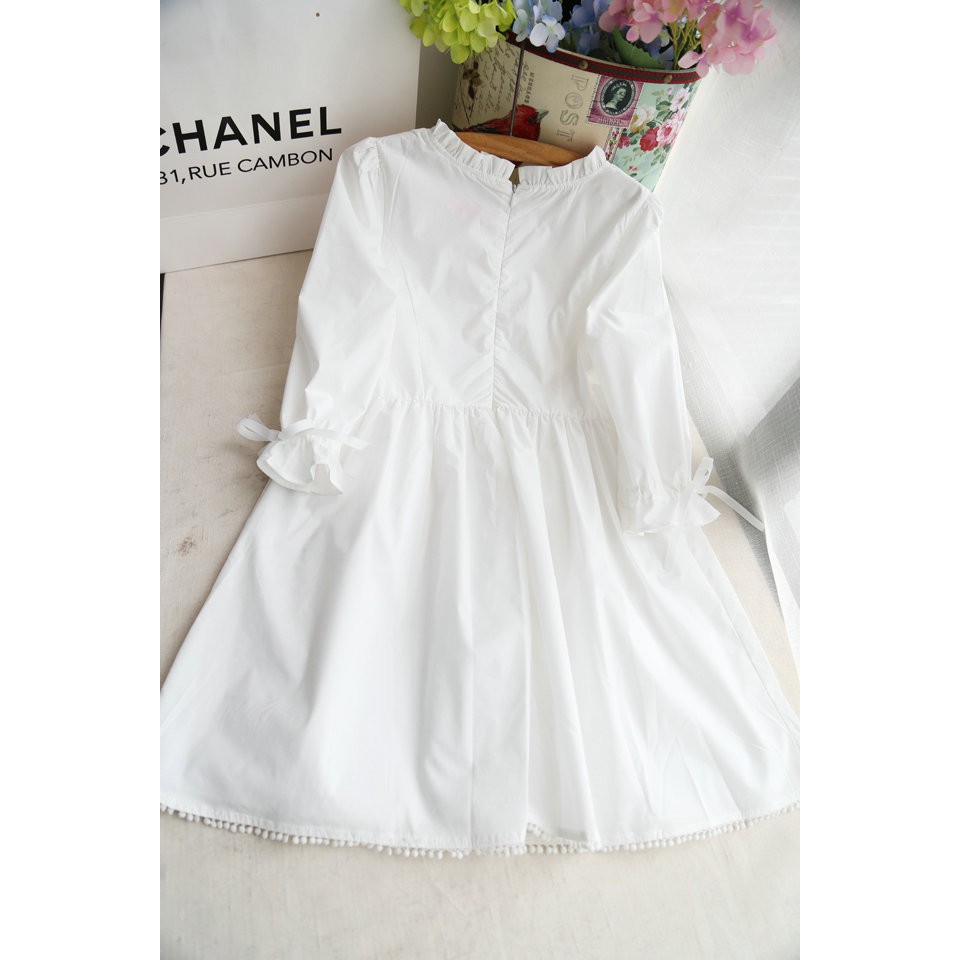 *現貨在台，S 中大尺碼 蕾絲 寬鬆 孕婦裝 仙女 公主 洋裝 正式 顯瘦 修身 禮服 謝師宴 小白裙-細節圖4