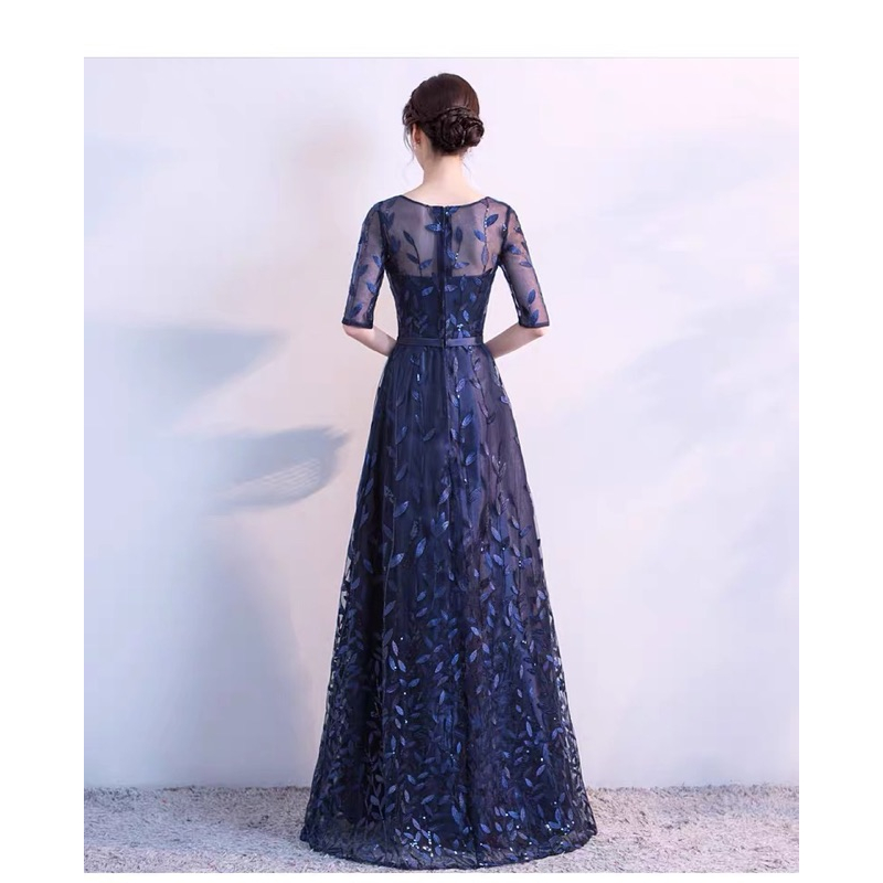 ❤️紅S-L銀灰XL藍S 性感 女神 洋裝 連衣裙 網紗 顯瘦 伴娘 五分袖 收腰 晚禮服 高貴 合唱團 禮服-細節圖5