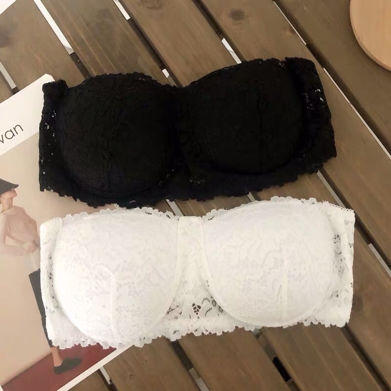 ❤️現貨在台，膚.黑.白 無肩帶 一字領 平口 露肩 無鋼圈 小胸 婚紗 小背心 小可愛 蕾絲 抹胸 防走光 內衣 內搭-細節圖3