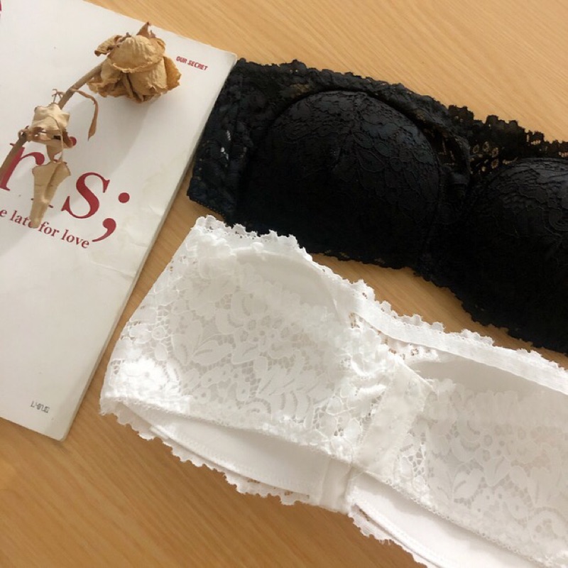 ❤️現貨在台，膚.黑.白 無肩帶 一字領 平口 露肩 無鋼圈 小胸 婚紗 小背心 小可愛 蕾絲 抹胸 防走光 內衣 內搭-細節圖4