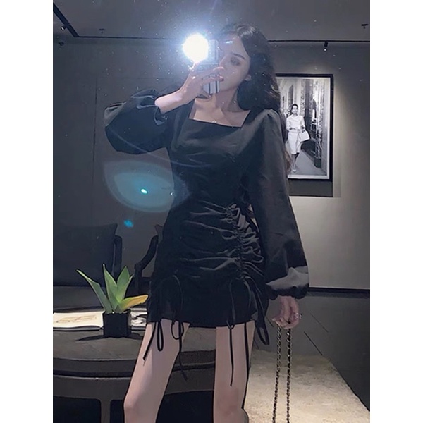 ❤️現貨在台，杏M.2XL(M- 4XL) 中大尺碼 連衣裙 顯瘦 氣質 性感 女神 收腰 初戀 方領 洋裝 禮服-細節圖4