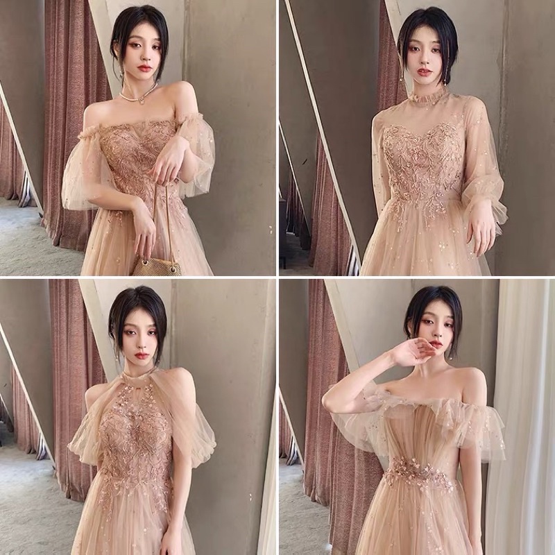 ❤️C款XL(XS- 2XL) 中大尺碼 伴娘 仙女 氣質 高質感 顯瘦 年會 宴會 主持人 長裙 合唱 禮服-細節圖2