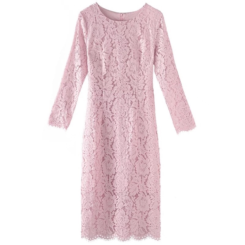 ❤️現貨在台，白2XL粉紅3XL 中大尺碼 連衣裙 蕾絲 性感 女神 伴娘 新娘 禮服 洋裝 連衣裙 包臀 顯瘦 粉紅-細節圖8