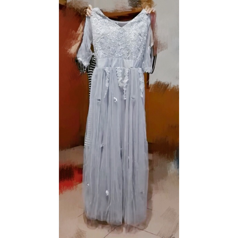 ❤️現貨在台，.白 名媛 小香風 氣質 仙女 V領 性感 網紗 高腰 伴娘 新娘 禮服 修身 顯瘦 長裙 連衣裙-細節圖7