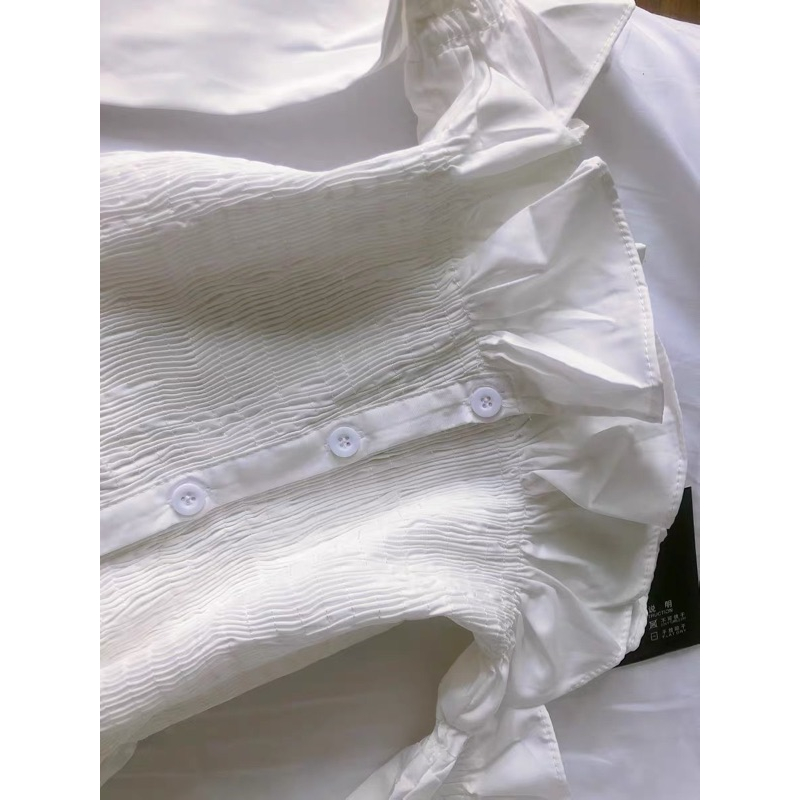 ❤️現貨在台，黑.白 長袖 夜店 女神 長版 網紅 主播 性感 木耳邊 一字領 美肩 露肩 小心機 襯衫 上衣-細節圖8