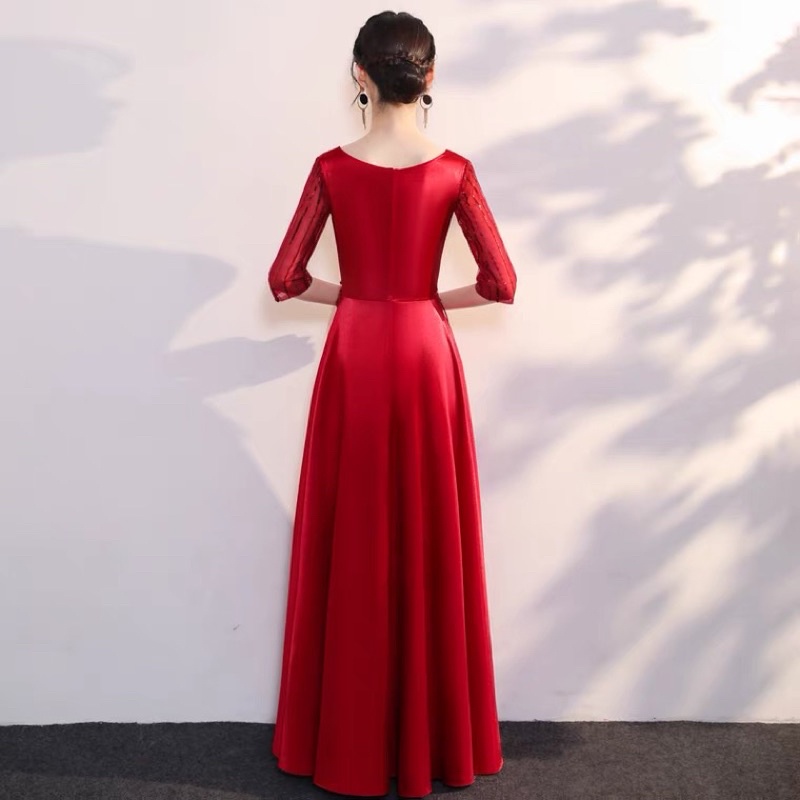 ❤️現貨在台，金.紅3XL（S-3XL) 中大尺碼 合唱團 演出服 朗誦 比賽 新娘 表演服 主持人 指揮 晚禮服 長裙-細節圖5