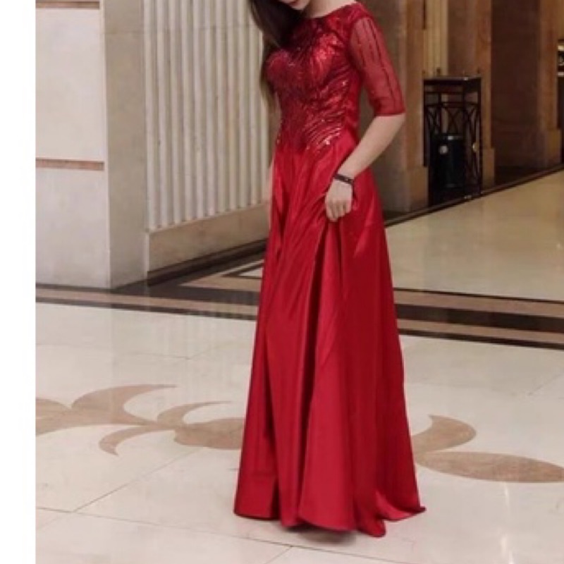 ❤️現貨在台，金.紅3XL（S-3XL) 中大尺碼 合唱團 演出服 朗誦 比賽 新娘 表演服 主持人 指揮 晚禮服 長裙-細節圖6