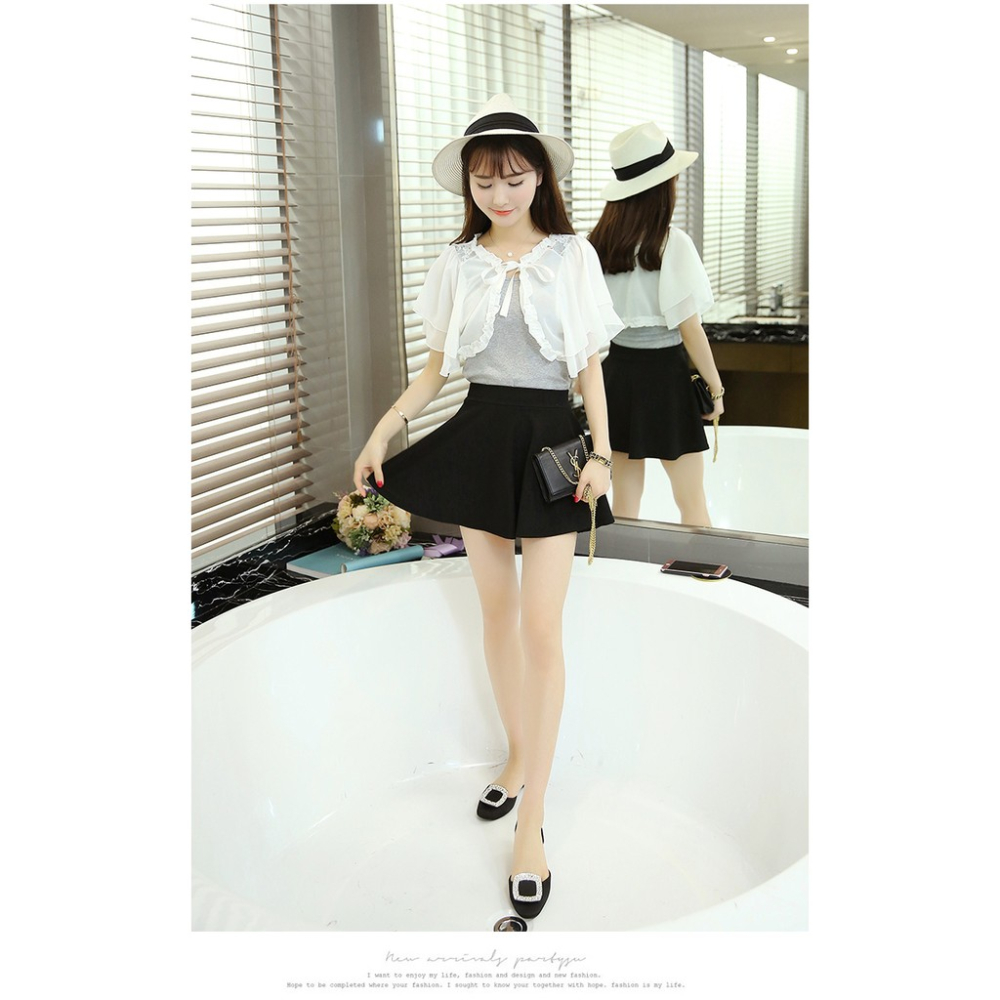 *現貨在台，粉.黑 雪紡 蕾絲 小披肩 短外套 防曬外套 婚紗 小外套 禮服 罩衫 短版 花邊 仙女 新娘 伴娘-細節圖2