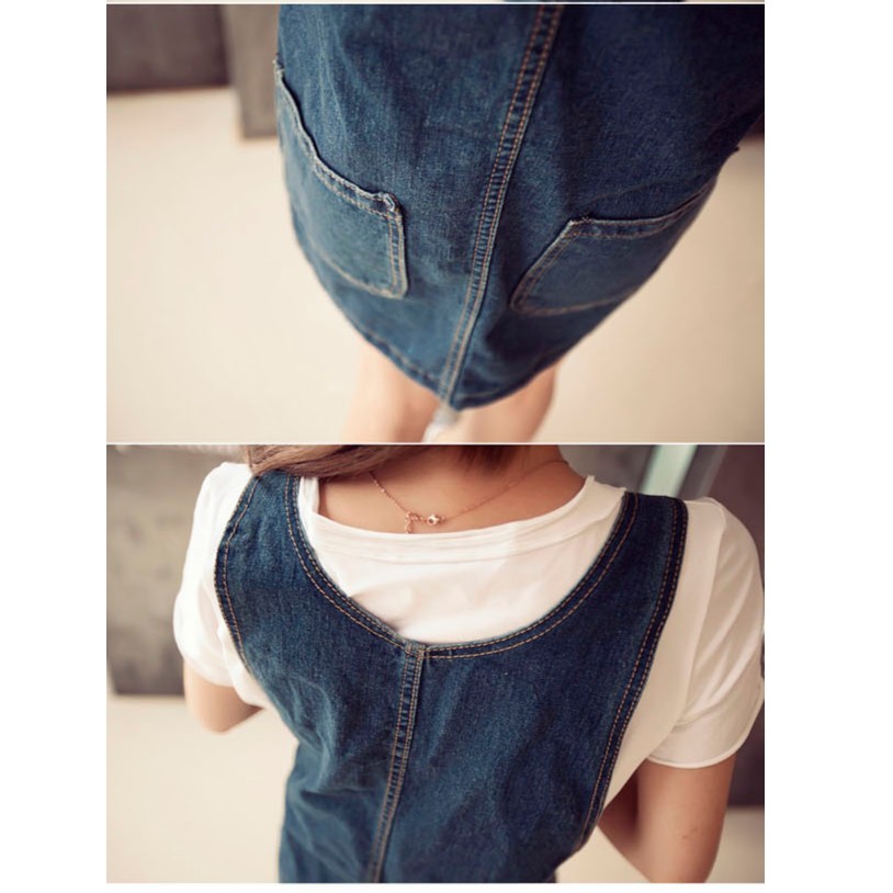 *現貨在台，XL 出遊 百搭 牛仔吊帶裙 牛仔裙 背帶裙 包臀 顯瘦 中大尺碼 牛仔 女神 旅遊-細節圖6