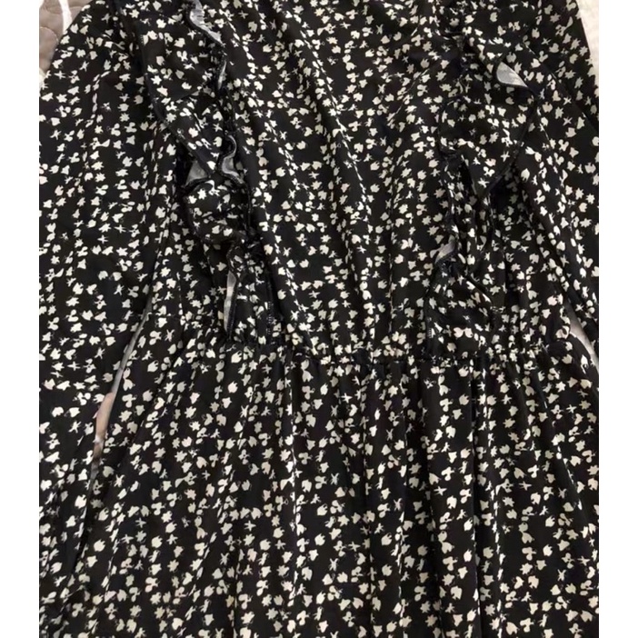 ❤️現貨在台，2XL(M- 3XL) 中大尺碼 大碼 法式 長袖 復古 碎花 連衣裙 小香風 高質感 小個子 雪紡 洋裝-細節圖6
