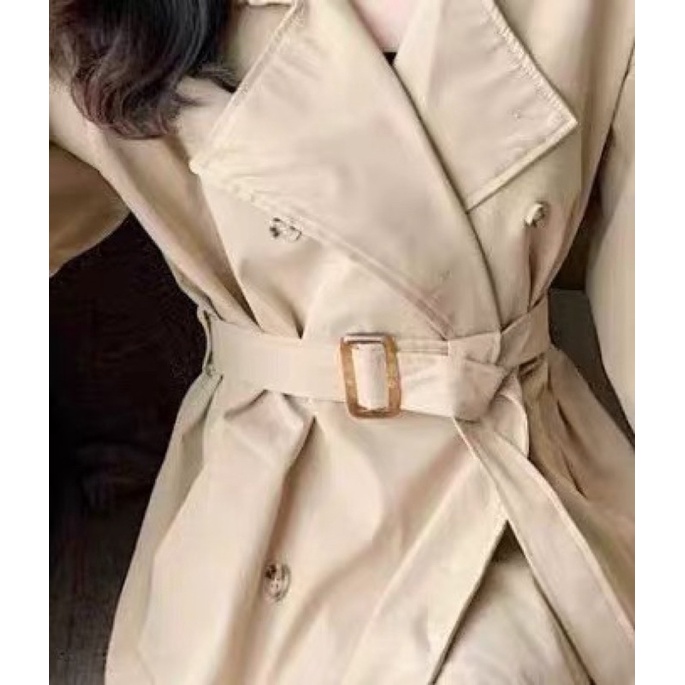 ❤️現貨在台，卡其.黑 帥氣 時尚 風衣 氣質 中長款 小個子 英倫風 收腰 外套-細節圖6