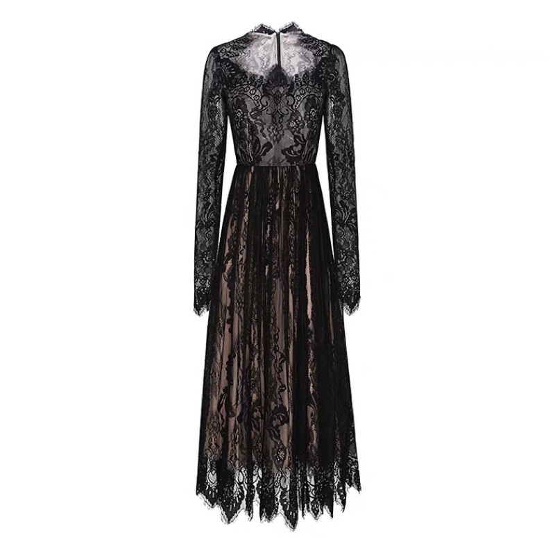 ❤️現貨在台，S.M.L.XL 性感 高質感 氣質 禮服 名媛長袖 仙女 生日 連衣裙 網紗 蕾絲 紗裙 長裙 禮服-細節圖6