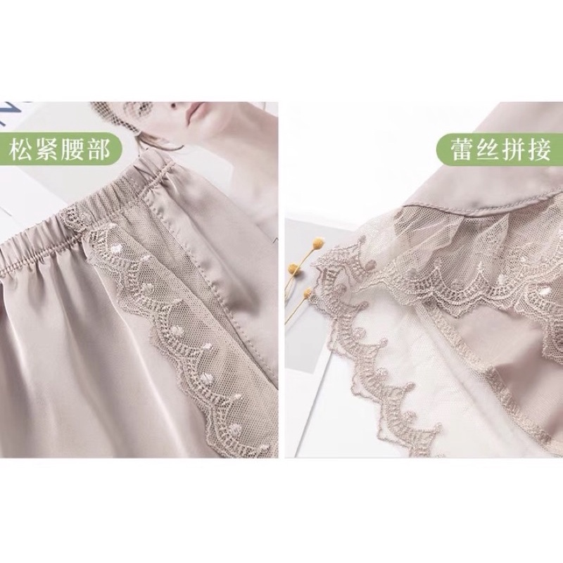 ❤️現貨在台，黑.白M- XL 冰絲 安全褲 防走光 不卷邊 可外穿 睡褲 薄款 蕾絲 寬鬆 打底褲 短褲 高質感 緞面-細節圖7