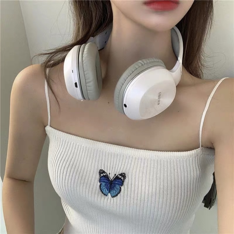 ❤️現貨在台，背心 性感 女神 防曬 藍色 針織 開襟 長袖 外套 或 短版 上衣 外搭 背心 小背心 蝴蝶 刺繡 露腰-細節圖5