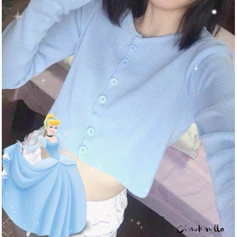 ❤️現貨在台，背心 性感 女神 防曬 藍色 針織 開襟 長袖 外套 或 短版 上衣 外搭 背心 小背心 蝴蝶 刺繡 露腰-細節圖8