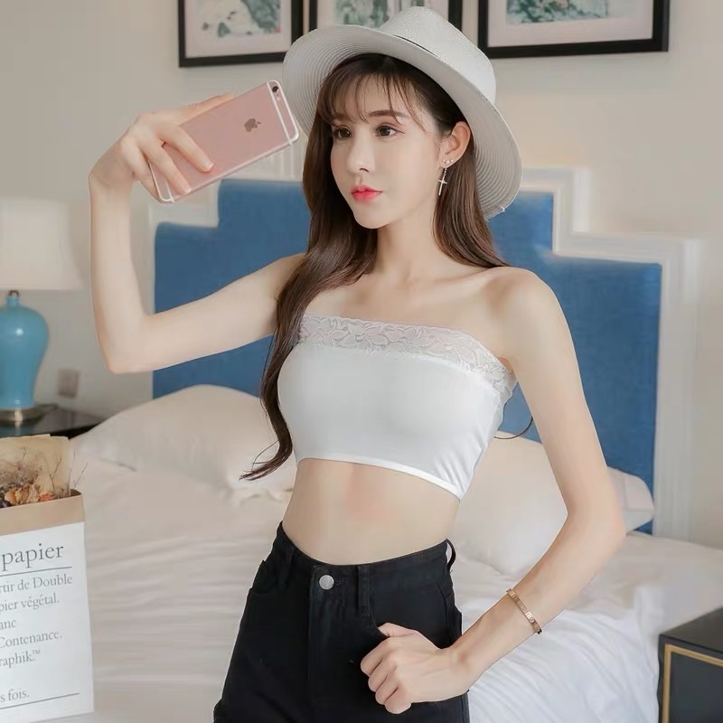 ❤️現貨在台，黑.白XL.2XL.3XL 中大尺碼 抹胸 短版 內搭 小可愛 莫代爾 裹胸 防走光 大胸 蕾絲 背心-細節圖2