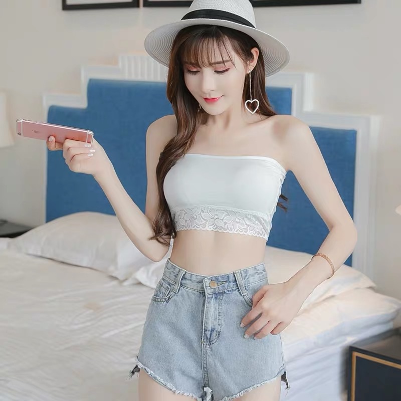 ❤️現貨在台，黑.白XL.2XL.3XL 中大尺碼 抹胸 短版 內搭 小可愛 莫代爾 裹胸 防走光 大胸 蕾絲 背心-細節圖3