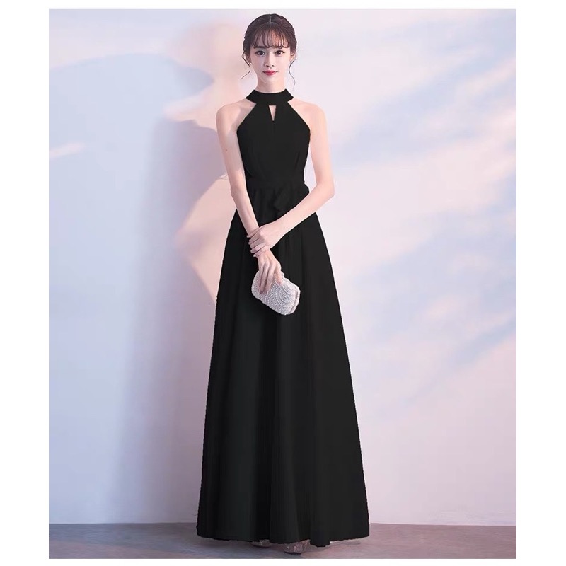 ❤️現貨在台，黑 新娘 敬酒服 晚禮服 長裙 宴會 高貴 氣質 名媛 主持人 連衣裙 洋裝 掛脖 大紅-細節圖6