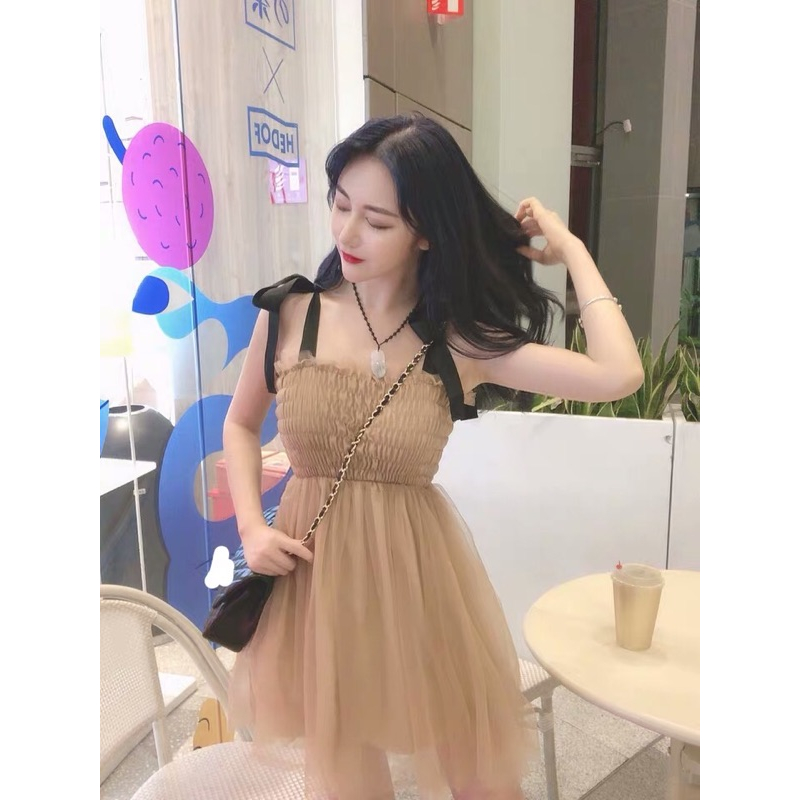 ❤️現貨在台，白 禮服 性感 拼色 吊帶 露肩 鏤空 網紗 抹胸 禮服 蓬蓬裙 連衣裙 洋裝 婚宴 伴娘 顯瘦 平口-細節圖4