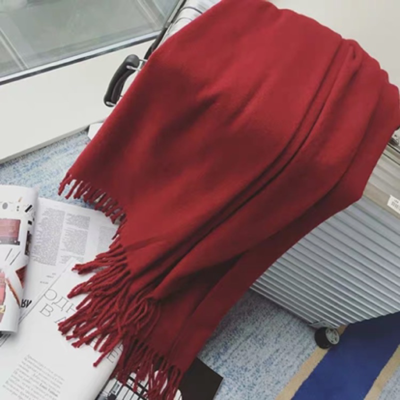 ❤️現貨在台，酒紅 圍巾 流蘇 百搭 披肩 圍脖 保暖 加厚 披風-細節圖4