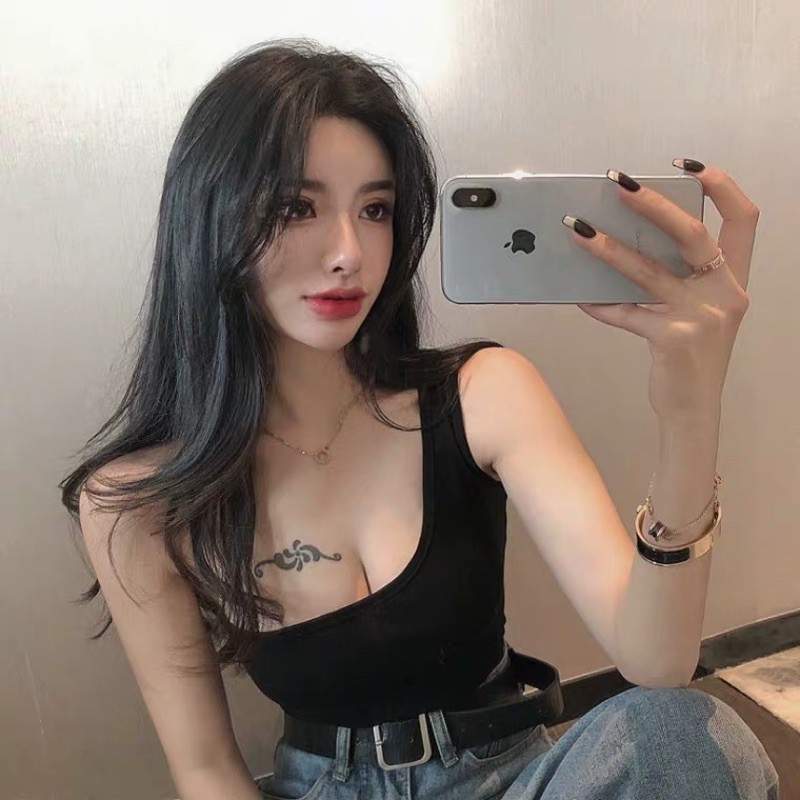 ❤️現貨在台，白 夜店 內搭 跳舞 單肩 抹胸 背心 網紅 少女 性感 T恤 斜肩 露肩 短版 上衣 露肩-細節圖2