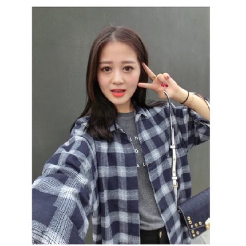 ❤️現貨在台 學院風 長版 復古 格子 寬鬆 顯瘦 學生 修長 百搭 長袖 襯衫 襯衣 外套 顯瘦 出國 旅遊 帥氣-細節圖5