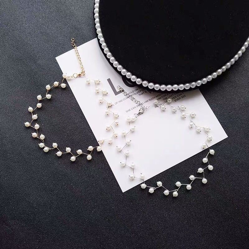 ❤️現貨在台，金.銀 珍珠 鎖骨鏈 頸項鍊 韓國 氣質 個性 百搭 創意 脖子 飾品 頸鏈 項鍊 女神 搭配禮服 洋裝-細節圖2