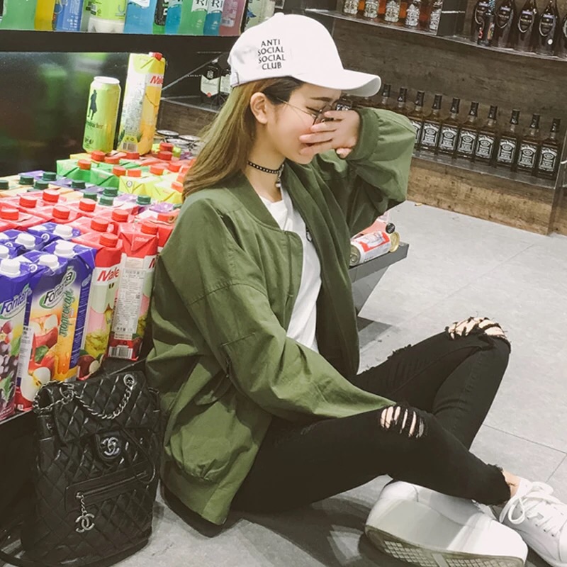 ❤️現貨在台，軍綠 韓版 棒球外套 學生 休閒 百搭 夾克 外套 風衣 簡單 帥氣-細節圖2