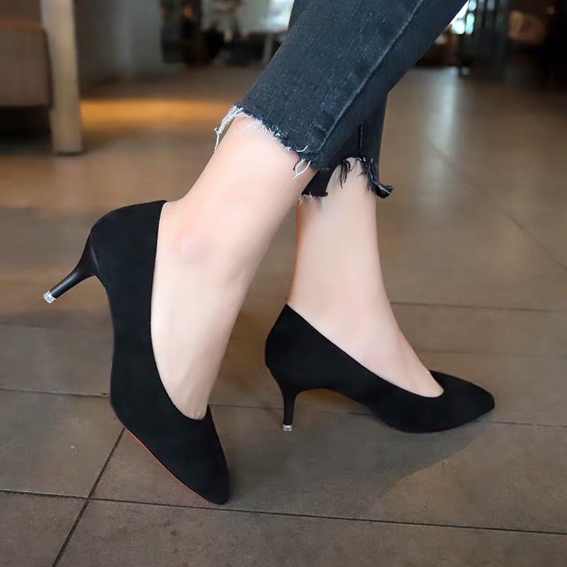 ❤️34- 41.42 細跟高跟鞋 細跟 尖頭 大碼 小碼 大腳 婚禮 伴娘 絨面 紅底 高跟鞋-細節圖3