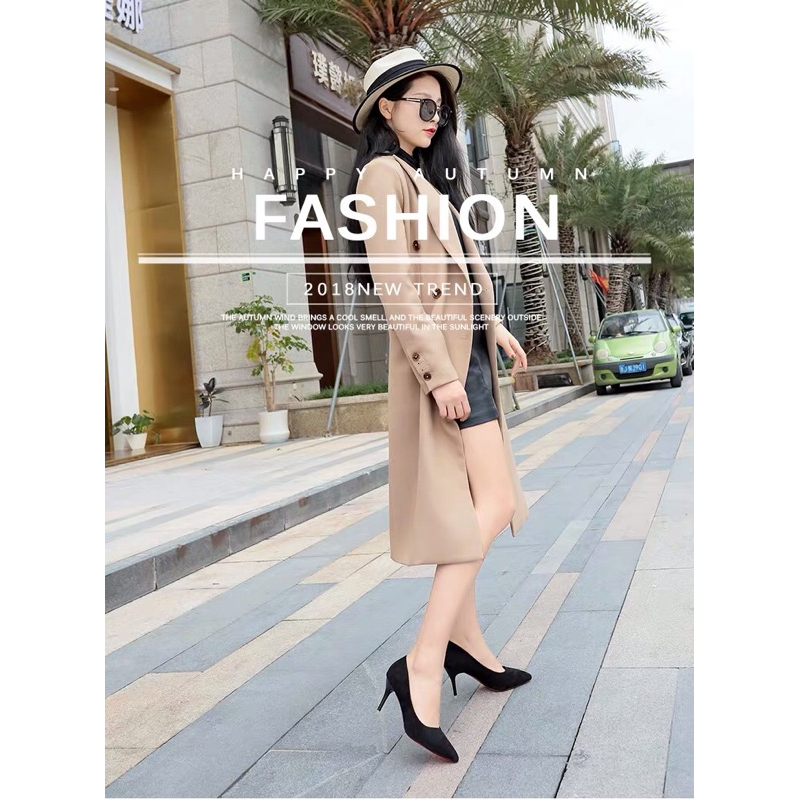 ❤️34- 41.42 細跟高跟鞋 細跟 尖頭 大碼 小碼 大腳 婚禮 伴娘 絨面 紅底 高跟鞋-細節圖4