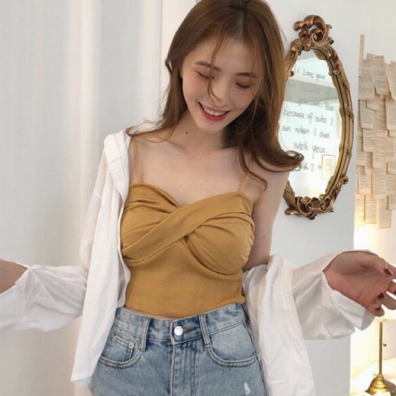 ❤️現貨在台，紫.粉紅.酒紅.黑 復古 交叉 針織 內搭 抹胸 吊帶 背心 顯瘦 短版 背心 細肩帶 抹胸 上衣-細節圖3