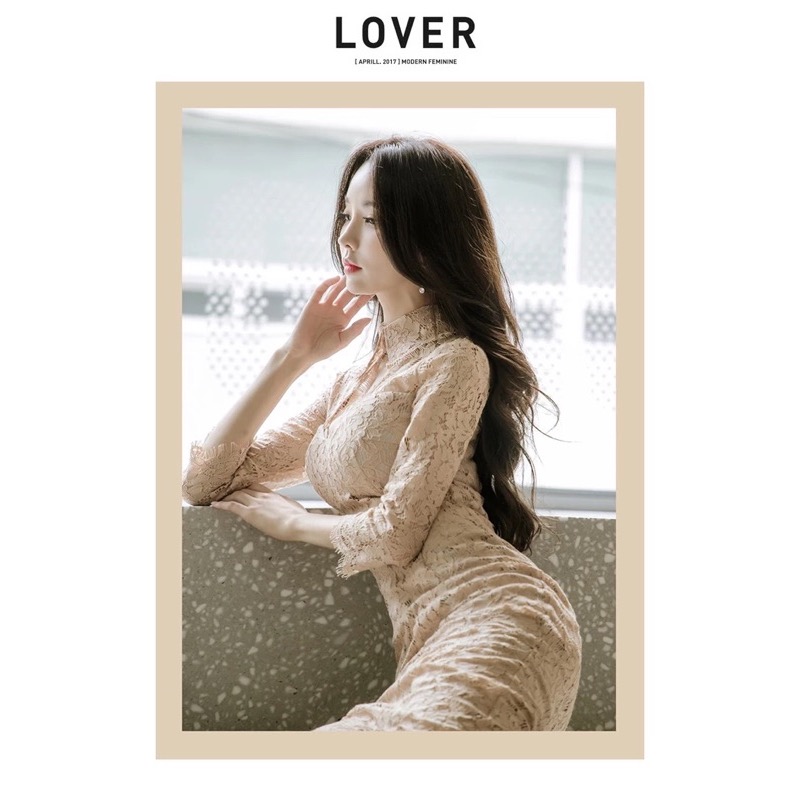 ❤️現貨在台，S.M.L.XL 高質感 韓版 氣質 鏤空 修身 立領 包臀 蕾絲 洋裝 禮服 連衣裙 戰袍 女神 掛脖-細節圖4