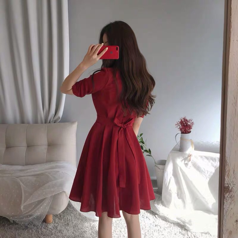 ❤️大紅.黑S- XL.2XL.3XL.4XL 中大尺碼 女神 婚宴 收腰 禮服 洋裝 連衣裙 v領 夜店-細節圖3