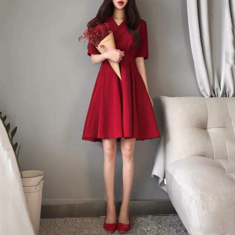 ❤️大紅.黑S- XL.2XL.3XL.4XL 中大尺碼 女神 婚宴 收腰 禮服 洋裝 連衣裙 v領 夜店-細節圖4