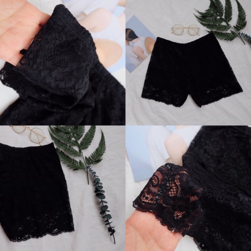 💕現貨在台，黑.白 性感 蕾絲 安全褲 短褲 內搭 顯瘦 女神 禮服 洋裝 熱褲 性感-細節圖4