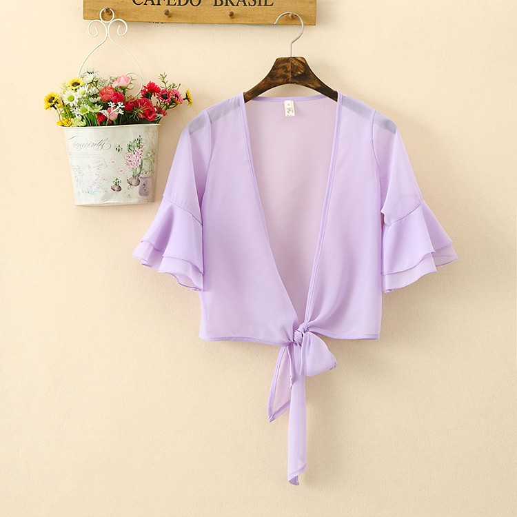 *現貨在台，黑.白S- 2XL.3XL 雪紡 小披肩 短外套 中大尺碼 小外套 禮服 罩衫 短版 花邊 新娘 伴娘-細節圖7