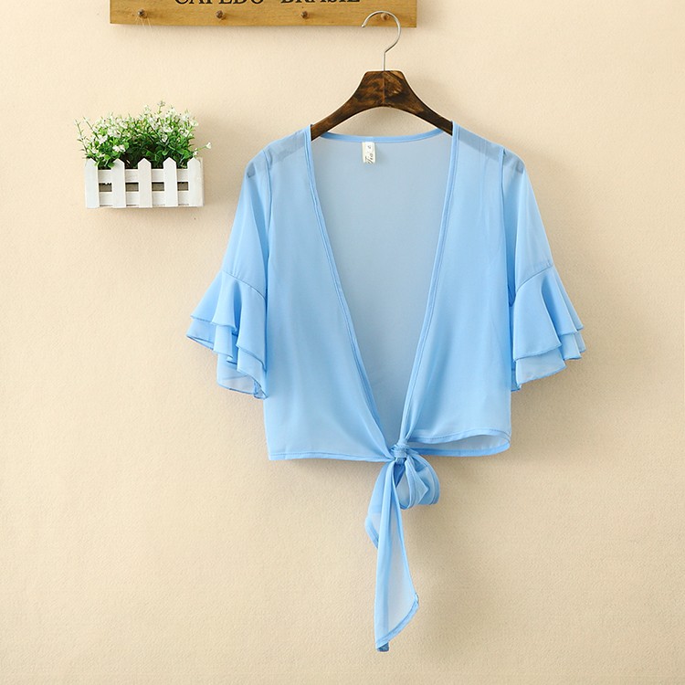 *現貨在台，黑.白S- 2XL.3XL 雪紡 小披肩 短外套 中大尺碼 小外套 禮服 罩衫 短版 花邊 新娘 伴娘-細節圖9