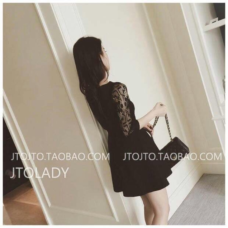 💕現貨在台，白.黑S- XL.2XL.3XL 花邊 蕾絲 洋裝 禮服 透膚 連衣裙 顯瘦 女神 婚宴 伴娘-細節圖4