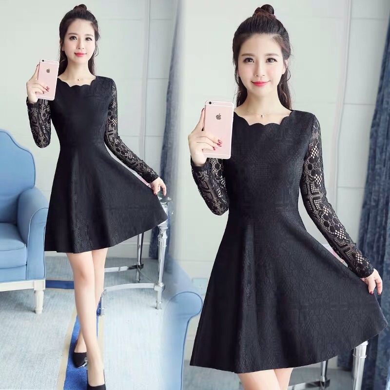 💕現貨在台，白.黑S- XL.2XL.3XL 花邊 蕾絲 洋裝 禮服 透膚 連衣裙 顯瘦 女神 婚宴 伴娘-細節圖8