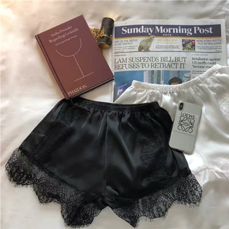 ❤️現貨在台，白.黑 拼接 蕾絲 防走光 外穿 打底 安全褲 褲子 韓版 內搭 無痕 短褲洋裝 禮服 內搭-細節圖3