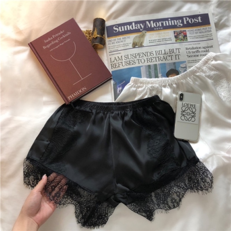 ❤️現貨在台，白.黑 拼接 蕾絲 防走光 外穿 打底 安全褲 褲子 韓版 內搭 無痕 短褲洋裝 禮服 內搭-細節圖4