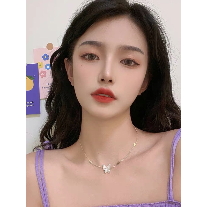 ❤️現貨在台，項鍊 甜美 可愛 女神 小眾 設計 蝴蝶 項鍊 網紅 簡約 百搭 手飾 精緻 學生 禮物-細節圖2