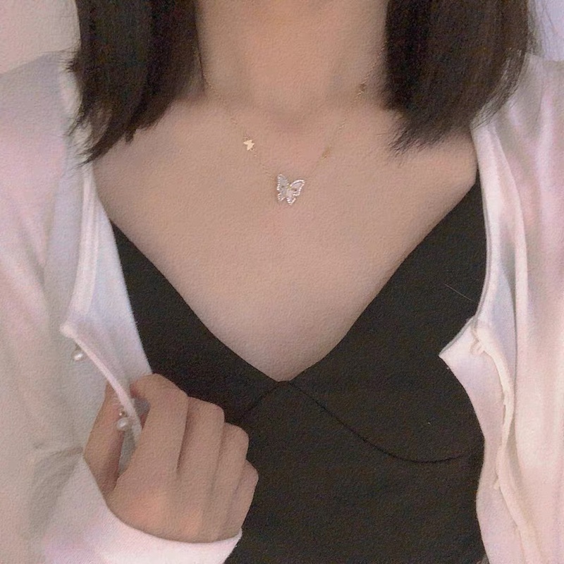 ❤️現貨在台，項鍊 甜美 可愛 女神 小眾 設計 蝴蝶 項鍊 網紅 簡約 百搭 手飾 精緻 學生 禮物-細節圖4