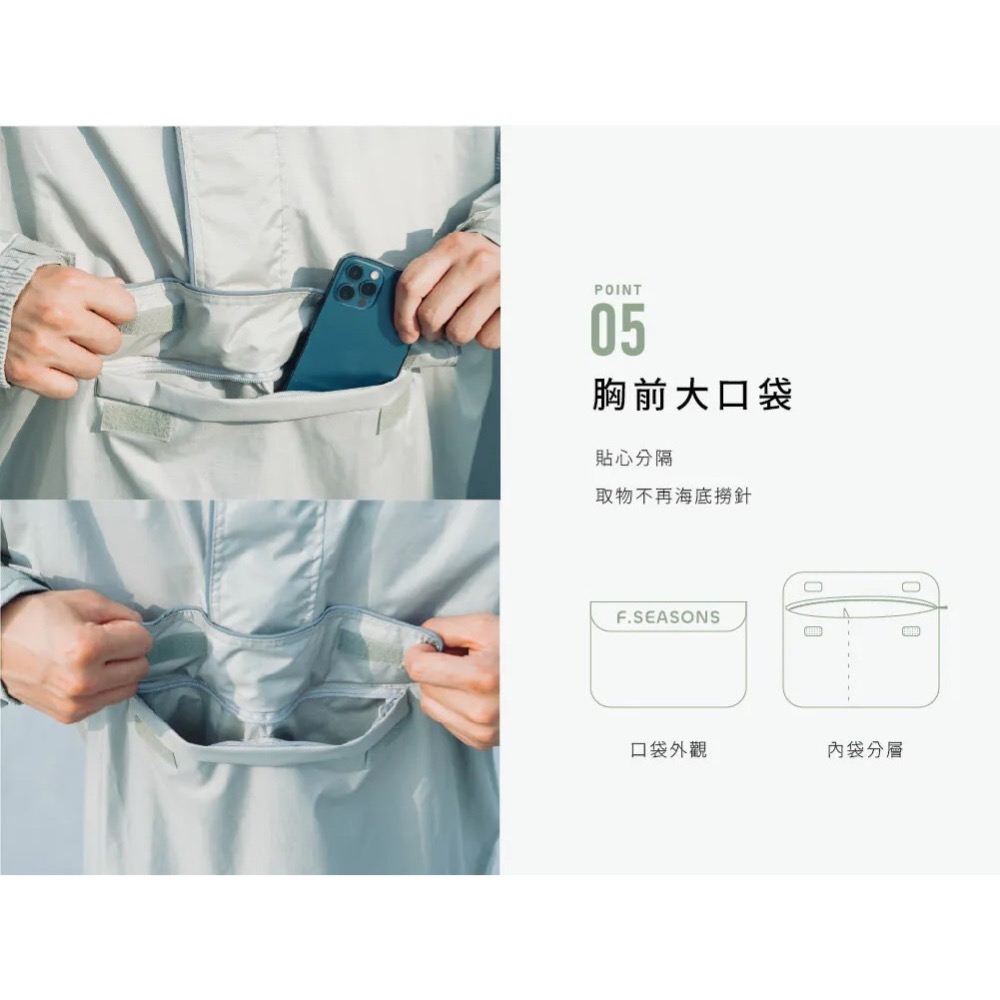 F.SEASONS 聯名 側開套頭一件式雨衣 (背包雨衣/機車雨衣)-細節圖5