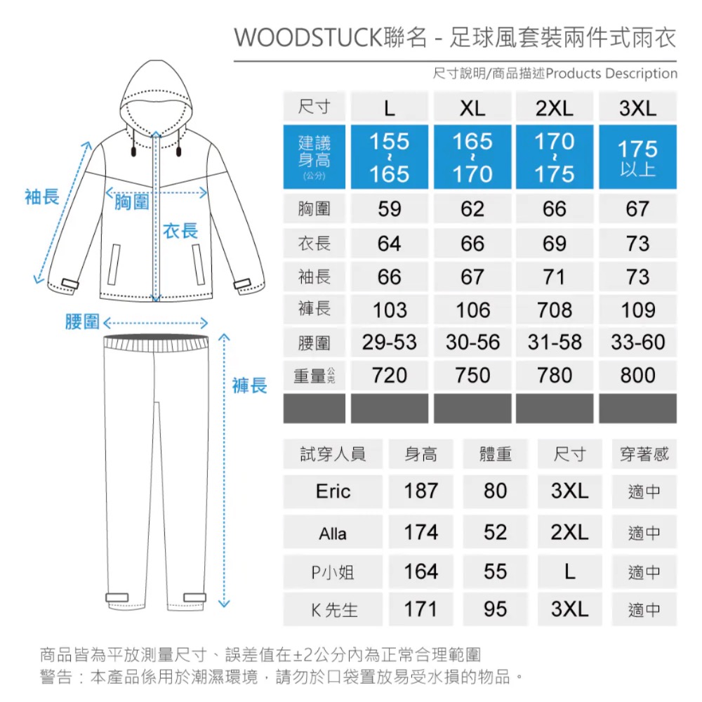 WOODSTUCK 聯名- 足球風套裝兩件式雨衣 07-細節圖10