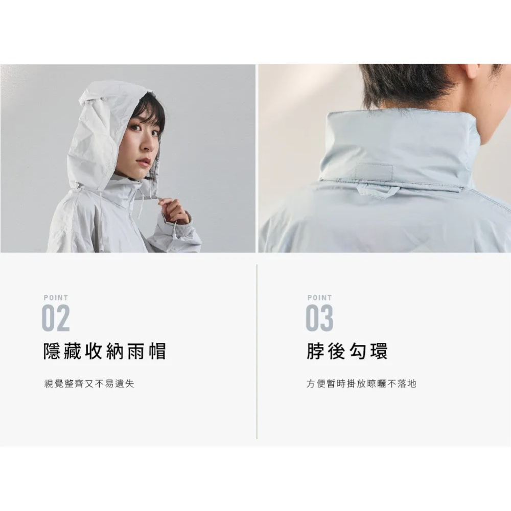 寶嘉尼x富雨 聯名 輕量雙拉鍊斜開雨衣-細節圖4